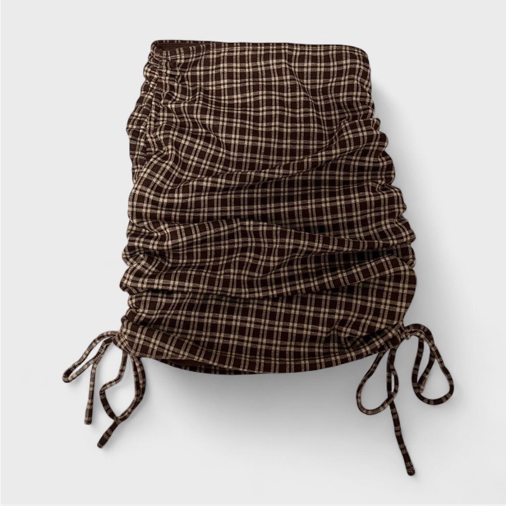 Princess Polly Brown Plaid Fitted Mini Skirt